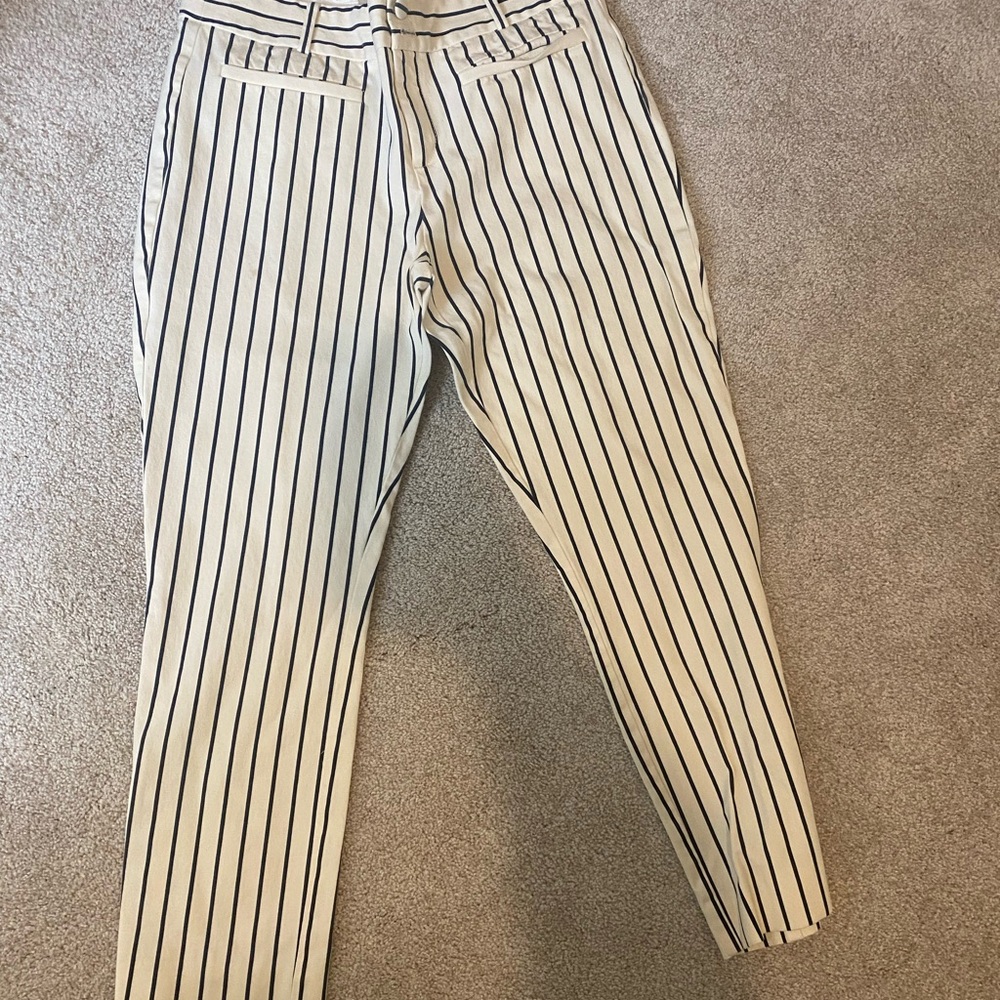 Anthropologie Women's Cream and Black Striped Pants